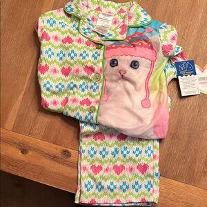 Colorful Cat Print Kids Pajamas